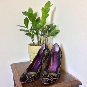 Poetic Licence Black Velvet Birdcage Heels ✨